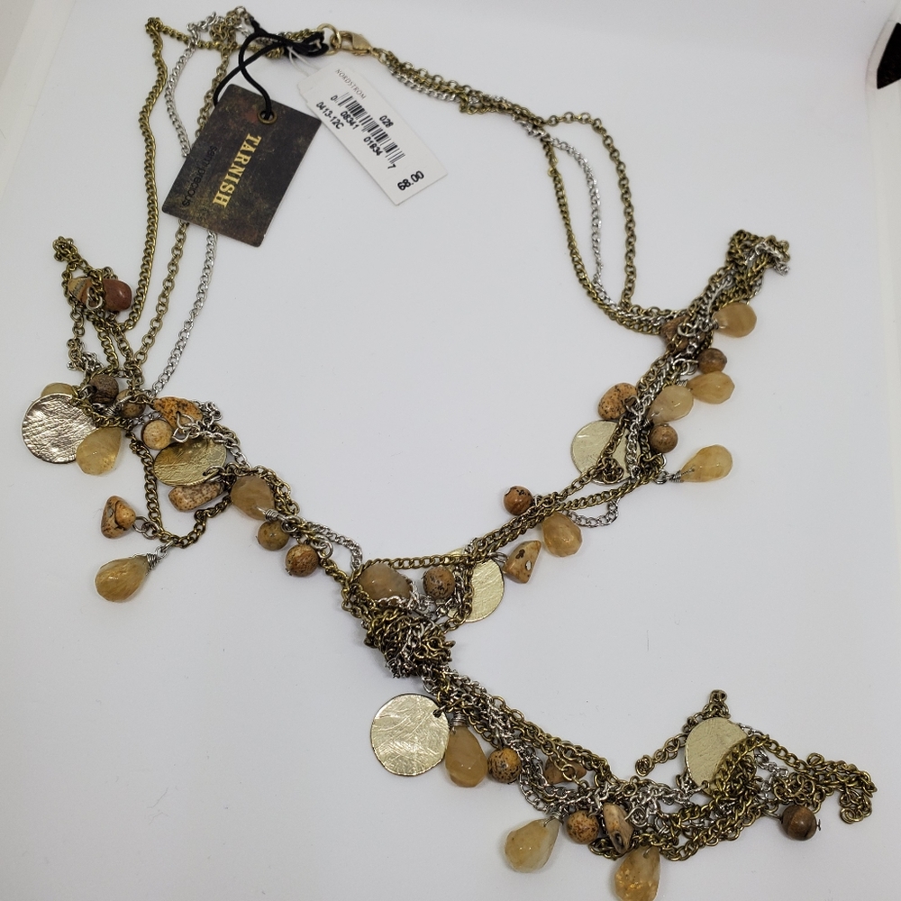 Tarnish Semi-precious Stone Layered Necklace